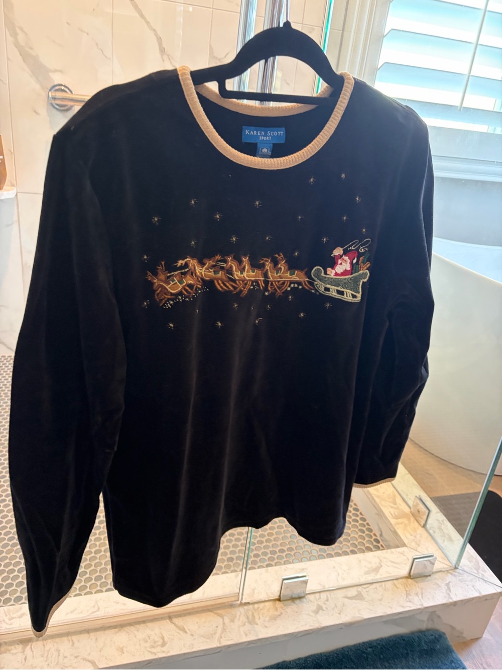 Karen Scott Black Velvet Christmas Sweatshirt